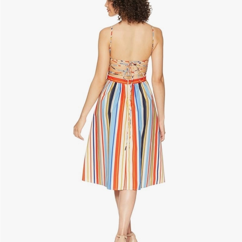 NWT ASTR the label Womens Shannon Casual Stripe Fit & Flare Cotton Dress Large - Picture 2 of 7